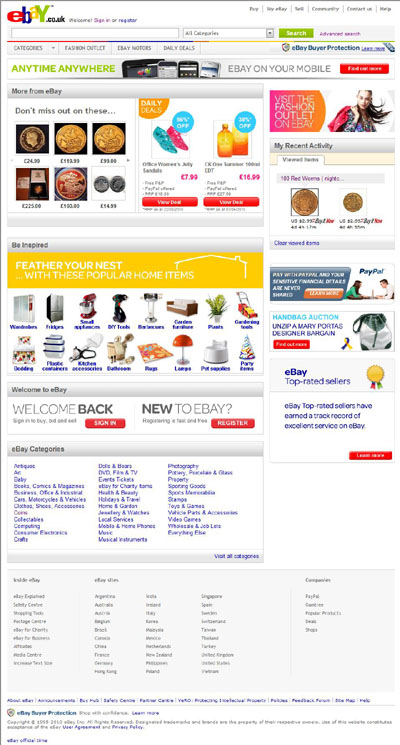 Our eBay Home Page with Persistent Image